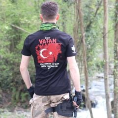 Önce Vatan Bayrak Baskılı Tişört Siyah