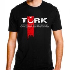 Türk Bayrak Baskılı Tişört Siyah