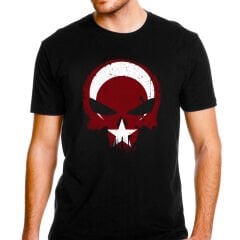 Punisher Cezalandırıcı Bayrak Baskılı Tişört Siyah