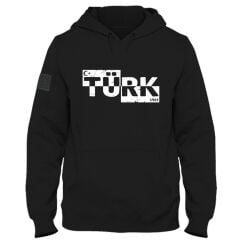 Türk 1923 Baskılı Kapşonlu Siyah