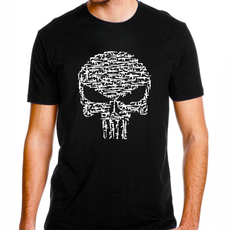 Punisher Silahlar Baskılı Tişört Siyah