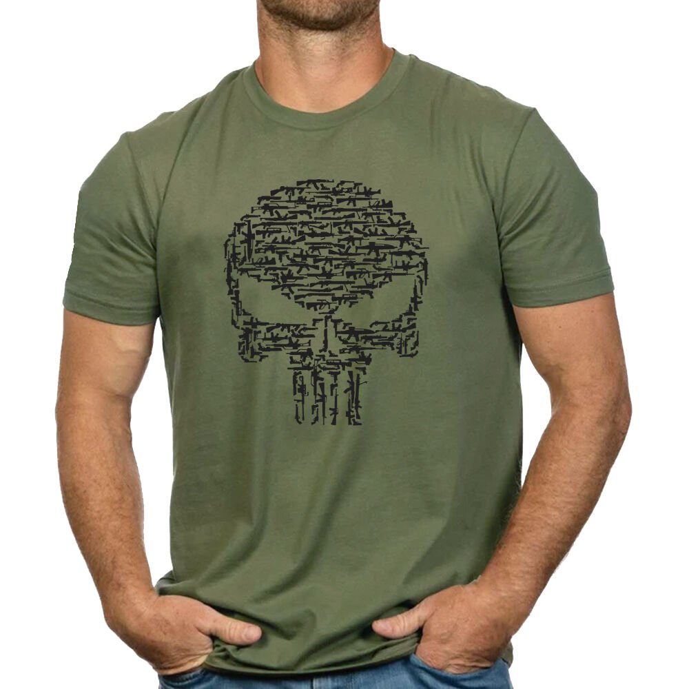Punisher Silahlar Baskılı Tişört Haki