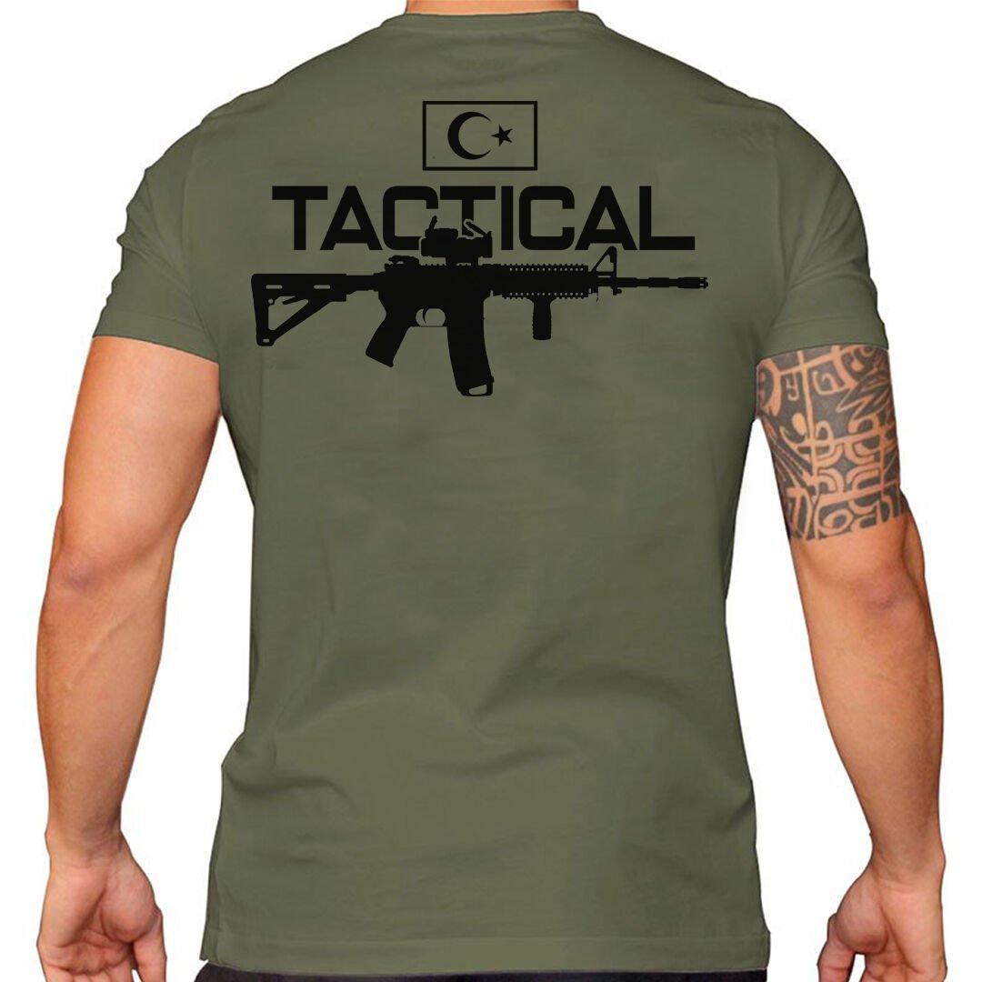 Tactical Silah Baskılı Tişört Haki