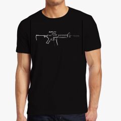 Tüfek Silüet M15 Baskılı Tişört Siyah