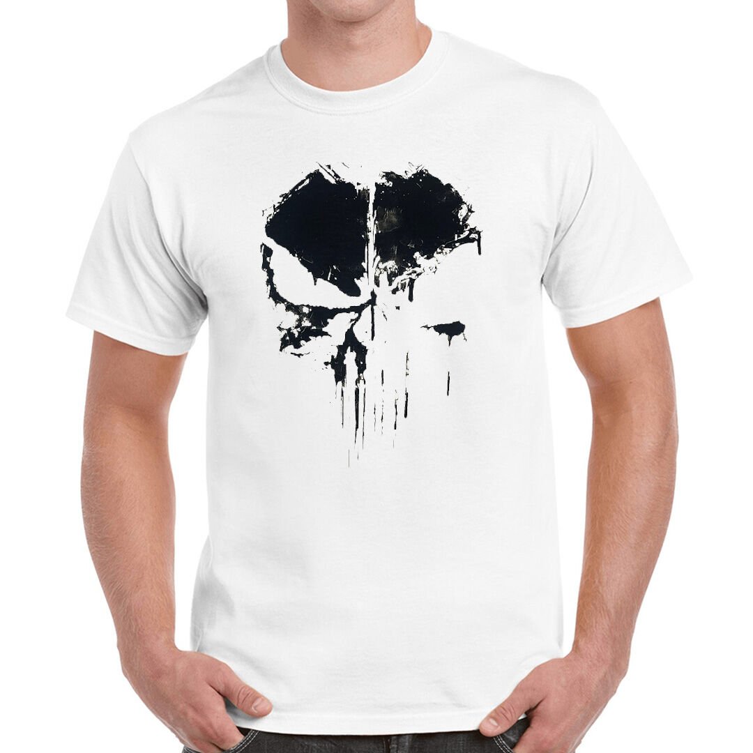 Punisher Baskılı Tişört Beyaz