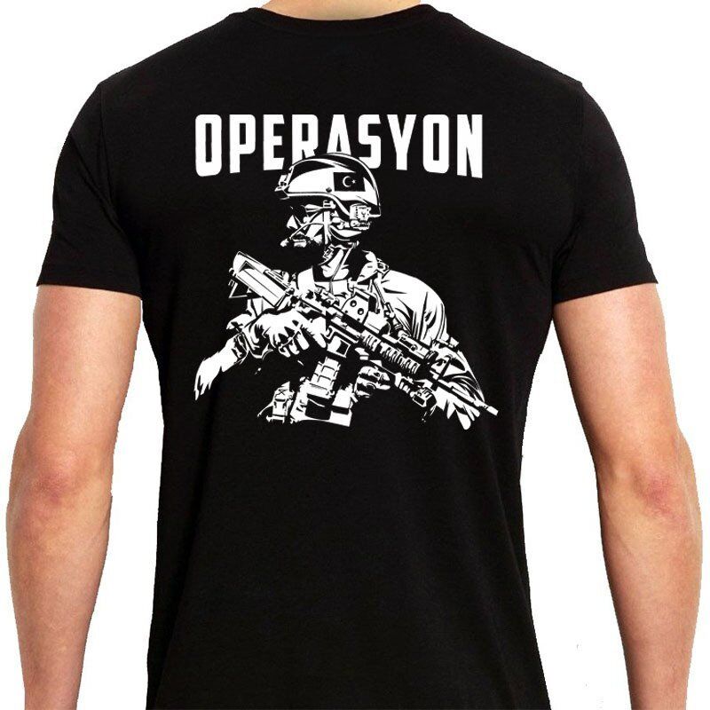 Operasyon Asker Baskılı Tişört Siyah