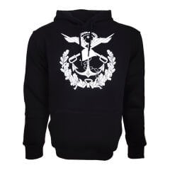 TSK Logolu Büyük Ön Baskılı Kapşonlu Siyah