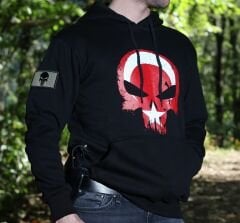 Punisher Cezalandırıcı Bayrak Baskılı Kapşonlu Siyah