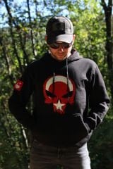 Punisher Cezalandırıcı Bayrak Baskılı Kapşonlu Siyah