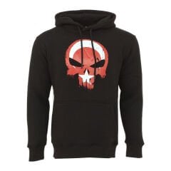 Punisher Cezalandırıcı Bayrak Baskılı Kapşonlu Siyah