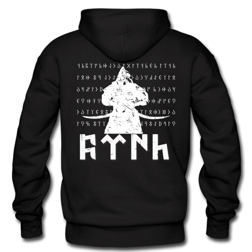 Göktürk Dombra Türk Baskılı Kapşonlu Siyah