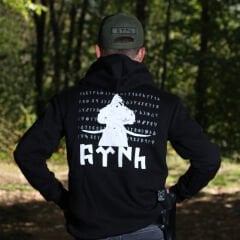 Göktürk Dombra Türk Baskılı Kapşonlu Siyah