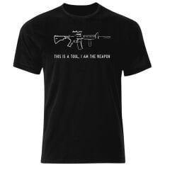 Tüfek Silüet Baskılı Tişört