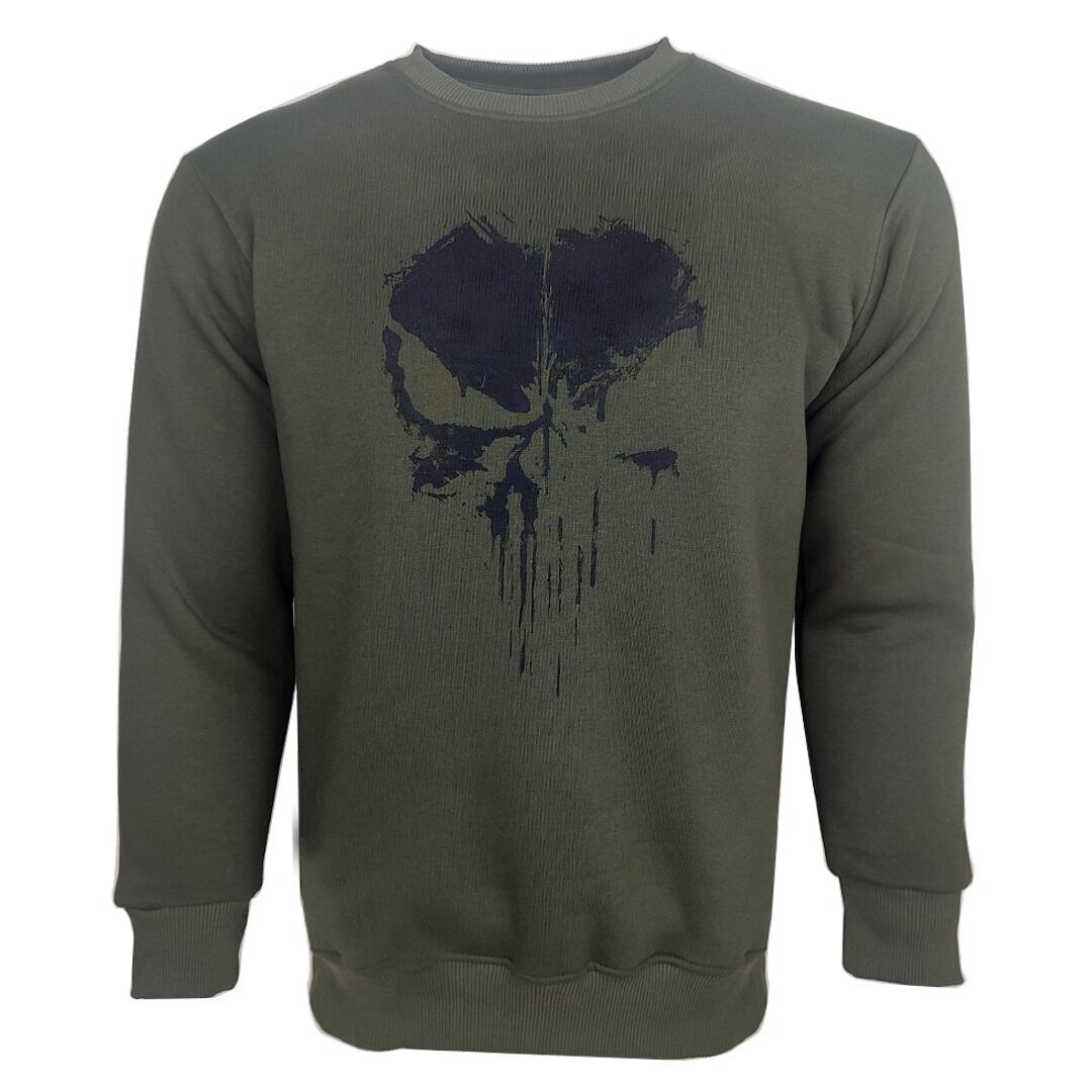 Punisher Baskılı Sweetshirt Haki