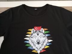 Kurt Türk Devlet Bayrakları Baskılı Tişört