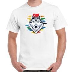 Kurt Türk Devlet Bayrakları Baskılı Tişört