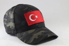 Multicam Siyah Kamuflaj Peçli  Şapka