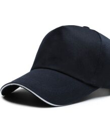 Alfa Siyah Düz Beyaz Çizgili Şapka