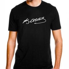 Atatürk İmza Baskılı Tişört Siyah